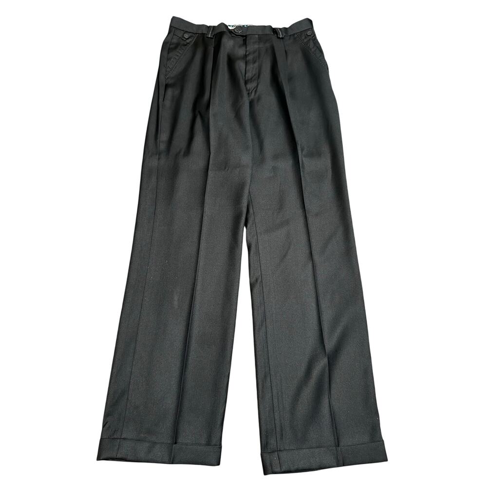 Steve Harvey Collection Black Pleated Cuffed Dress Pants, Men's 36x34